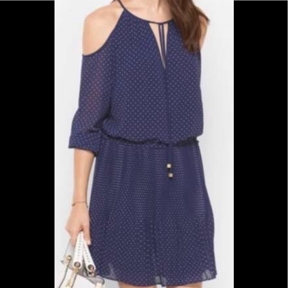 Michael Kors Navy Polka Dot Dress Medium NWT - Picture 1 of 8
